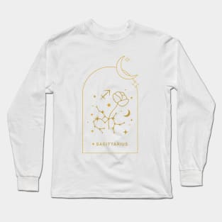 Sagittarius Zodiac Constellation and Flowers - Astrology and Horoscope Long Sleeve T-Shirt